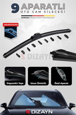 S-Dizayn 9 Aparatlı Oto Cam Sileceği 60 Cm 24 İnç Universal A+ Kalite