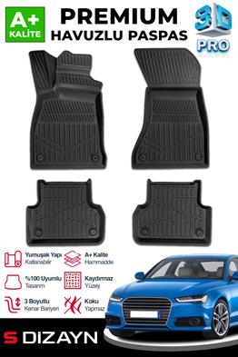 S-Dizayn Audi A4 3D Pro Havuzlu Paspas 2016 üzeri A+ Kalite