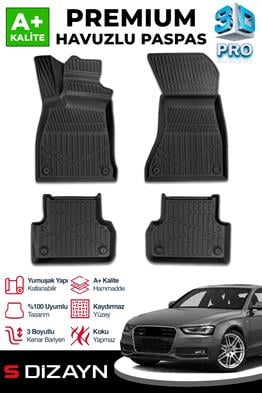 S-Dizayn Audi A4 3D Pro Havuzlu Paspas 2011-2016 A+ Kalite