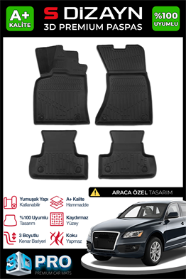 S-Dizayn Audi Q5 3D Pro Havuzlu Paspas 2009-2017 A+ Kalite