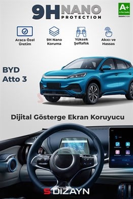 S-Dizayn BYD Atto 3 9H Nano Gösterge Ekran Koruyucu (PARLAK) 2024 Üzeri A+ Kalite