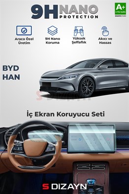 S-Dizayn BYD Han 9H Nano Gösterge ve Multimedya Ekran Koruyucu (PARLAK) 2024 Üzeri A+ Kalite