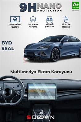S-Dizayn BYD Seal Awd 15.6 İnç 9H Nano Multimedya Ekran Koruyucu (PARLAK) 2024 Üzeri A+ Kalite