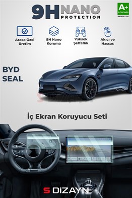 S-Dizayn BYD Seal Awd 9H Nano Gösterge ve Multimedya Ekran Koruyucu (PARLAK) 2024 Üzeri A+ Kalite