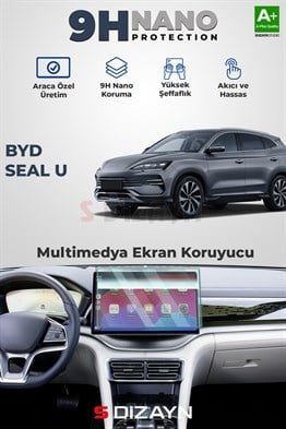 S-Dizayn BYD Seal U 15.6 İnç 9H Nano Multimedya Ekran Koruyucu (PARLAK) 2024 Üzeri A+ Kalite