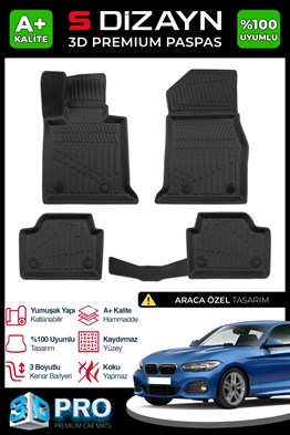 S-Dizayn Bmw 1 Serisi F20-F21 3D Pro Havuzlu Paspas 2011-2019 A+ Kalite