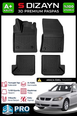 S-Dizayn Bmw 3 Serisi E91 3D Pro Havuzlu Paspas 2004-2013 A+ Kalite