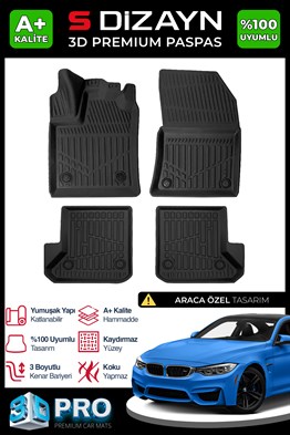S-Dizayn Bmw 4 Serisi F32 Coupe 3D Pro Havuzlu Paspas 2013-2020 A+ Kalite