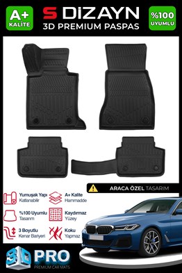 S-Dizayn Bmw 5 Serisi G30 3D Pro Havuzlu Paspas 2017-2023 A+ Kalite