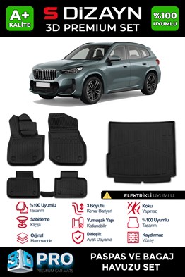 S-Dizayn Bmw IX1 3D Pro Havuzlu Paspas ve Bagaj Havuzu Seti (2li SET) 2024 Üzeri A+ Kalite