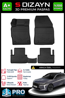 S-Dizayn DS DS4 3D Pro Havuzlu Paspas 2022 Üzeri A+ Kalite