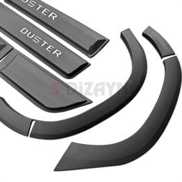 S-Dizayn Dacia Duster 2 Kapı Koruma ve Çamurluk Kaplaması Dodik Seti Parlak Krom Yazılı 12 Prç 2018-2023 A+ Kalite