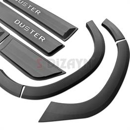 S-Dizayn Dacia Duster 2 Kapı Koruma ve Çamurluk Kaplaması Dodik Seti (Mat Krom) Yazılı 12 Prç 2018-2023 A+ Kalite