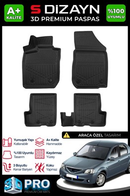 S-Dizayn Dacia Logan Sedan 3D Pro Havuzlu Paspas 2004-2012 A+ Kalite