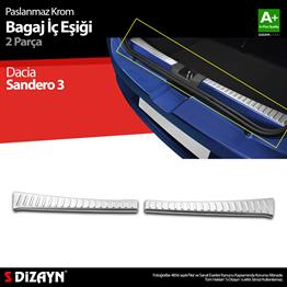 S-Dizayn Dacia Sandero 3 Krom Bagaj İç Eşiği 2 Prç 2020 Üzeri