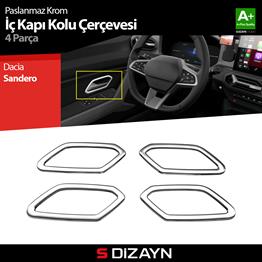 S-Dizayn Dacia Sandero Krom İç Kapı Kolu Çerçevesi 4 Prç 2020 Üzeri A+ Kalite