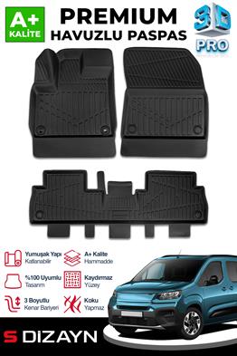 S-Dizayn Fiat Doblo 3D Pro Havuzlu Paspas 2023 Üzeri A+ Kalite