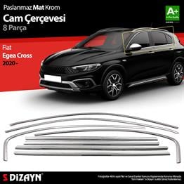 S-Dizayn Fiat Egea Cross Krom Cam Çerçevesi 8 Prç. 2020 Üzeri (Mat Krom) A+ Kalite