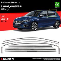S-Dizayn Fiat Egea HB Krom Cam Çerçevesi 8 Prç. 2015 Üzeri (Mat Krom) A+ Kalite