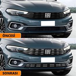 S-Dizayn Fiat Egea Krom Ön Panjur ve Tampon Çıta Seti Diamond Model 22 Prç. 2020 Üzeri (Mat Krom)