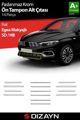 S-Dizayn Fiat Egea Krom Ön Tampon Alt Çıtası Diamond Model 14 Prç. 2020 Üzeri (Parlak Krom) A+ Kalite