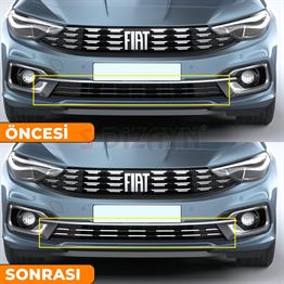 S-Dizayn Fiat Egea Krom Ön Tampon Alt Çıtası Diamond Model 14 Prç. 2020 Üzeri (Parlak Krom) A+ Kalite