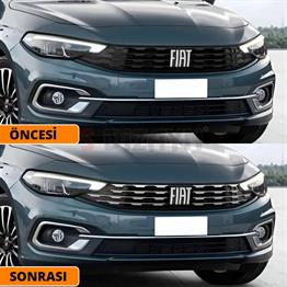 S-Dizayn Fiat Egea SD / HB Krom Ön Panjur Diamond Model 8 Prç 2020 Üzeri (Mat Krom) A+ Kalite
