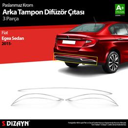 S-Dizayn Fiat Egea SD Krom Arka Tampon Difüzör Çıtası 3 Prç. 2015 Üzeri A+ Kalite