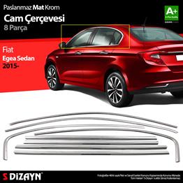 S-Dizayn Fiat Egea SD Krom Cam Çerçevesi 8 Prç. 2015 Üzeri (Mat Krom) A+ Kalite