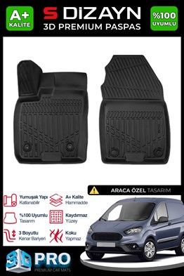 S-Dizayn Ford Courier Panelvan Ön 2li 3D Pro Havuzlu Paspas 2014-2024 A+ Kalite