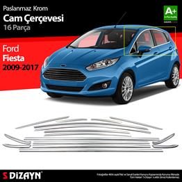 S-Dizayn Ford Fiesta Krom Cam Çerçevesi 16 Parça 2009-2017 A+ Kalite