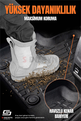 S-Dizayn Ford Focus 3 Makyajlı 3D Pro Havuzlu Paspas 2014-2019 A+ Kalite