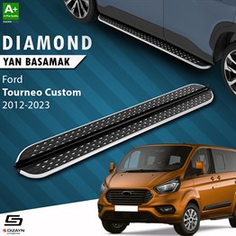 S-Dizayn Ford Tourneo Custom Kısa Şase Diamond Krom Yan Basamak 203 Cm 2012-2023 A+ Kalite
