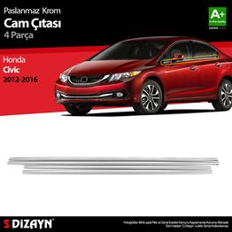 S-Dizayn Honda Civic Krom Cam Çıtası 4 Prç 2012-2016