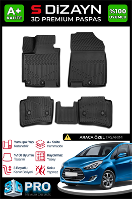 S-Dizayn Hyundai IX20 3D Pro Havuzlu Paspas 2015-2020 A+ Kalite