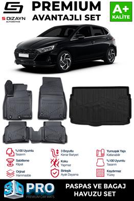 S-Dizayn Hyundai i20 3D Pro Havuzlu Paspas ve Bagaj Havuzu Seti (2li SET) 2020 Üzeri A+ Kalite