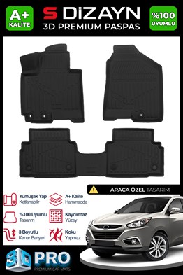 S-Dizayn Hyundai ix35 3D Pro Havuzlu Paspas 2010-2015 A+ Kalite