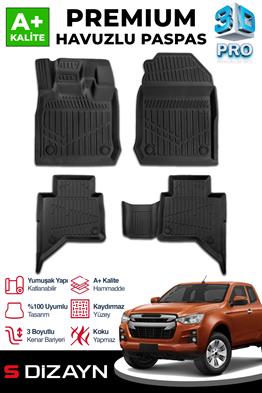 S-Dizayn Isuzu D-Max 3D Pro Havuzlu Paspas 2019 Üzeri A+ Kalite