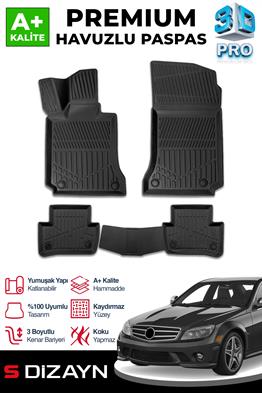 S-Dizayn Mercedes C Serisi W204 3D Pro Havuzlu Paspas 2007-2014 A+ Kalite