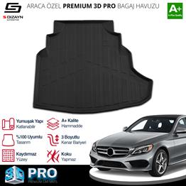 S-Dizayn Mercedes C200 W205 3D Pro Plastik Setli Bagaj Havuzu 2014-2021 A+ Kalite