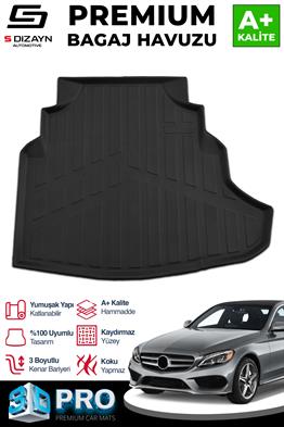 S-Dizayn Mercedes C200 W205 3D Pro Plastik Setli Bagaj Havuzu 2014-2021 A+ Kalite