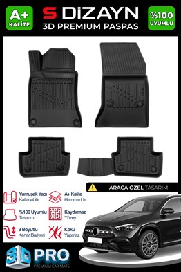 S-Dizayn Mercedes GLA 3D Pro Havuzlu Paspas 2020 Üzeri A+ Kalite