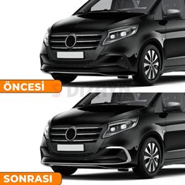 S-Dizayn Mercedes Vito W447 Makyajlı Krom Ön Tampon Alt Çıtası 3 Prç. 2024 Üzeri A+ Kalite