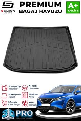 S-Dizayn Nissan Qashqai 3D Pro Bagaj Havuzu Üst Bagaj 2021 Üzeri A+ Kalite