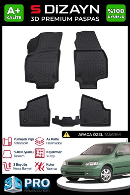 S-Dizayn Opel Astra G 3D Pro Havuzlu Paspas 1998-2004 A+ Kalite