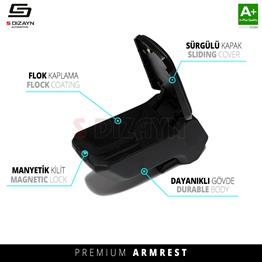 S-Dizayn Opel Astra H ABS Vidalı Kol Dayama Kolçak Siyah 2004-2009 A+Kalite