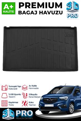 S-Dizayn Opel Combo E Seperatörlü 3D Pro Bagaj Havuzu 2019 Üzeri A+ Kalite