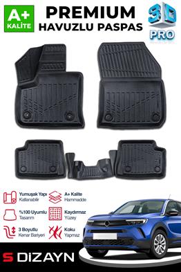 S-Dizayn Opel Mokka Elektrikli 3D Pro Havuzlu Paspas 2021 Üzeri A+ Kalite