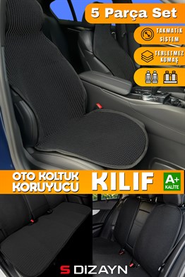 S-Dizayn Oto Koltuk Koruyucu Kılıf Set Siyah Universal 2+3 Parça Ön Arka