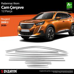 S-Dizayn Peugeot 2008 2 Krom Cam Çerçevesi 12 Prç 2020-2023 A+ Kalite